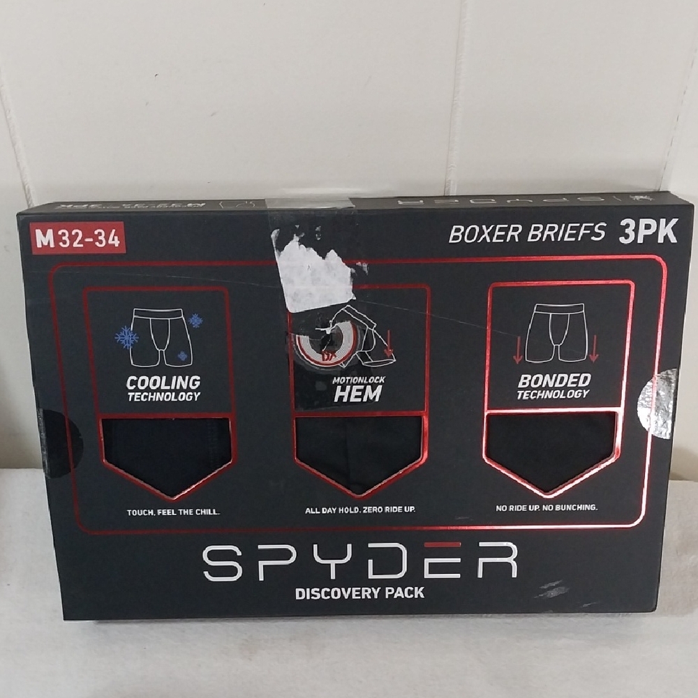 Spyder Boxer Briefs Black 3 Pack Nylon Discovery Pack